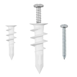 TOOMYAUTO #8 Split-Open Self Drilling Drywall Nylon Anchors with Screws Wall Anchors,13 * 42mm 50PCS Wall Anchor and 50PCS Screws for Drywall, Holds Upto 75LB Hanging and Mounting，Spiral Band Cleavage