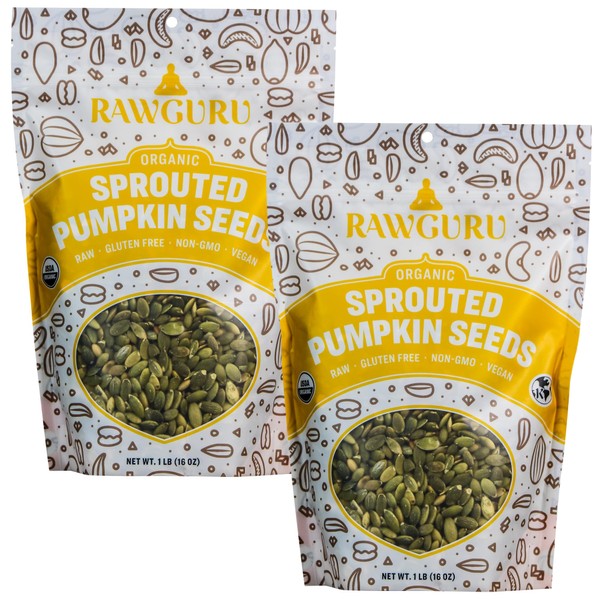 RawGuru Unsalted Pumpkin Seeds, Sprouted & Organic, Raw | Keto
