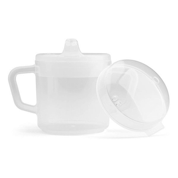 Providence Spillproof Compact 8oz Adult Sippy Cup with 2 Handles - Sip Cups for Adults for Limited Mobility - Handicapped Accessories - Handicap Cups for Elderly Care - Made in the USA - Clear - 1