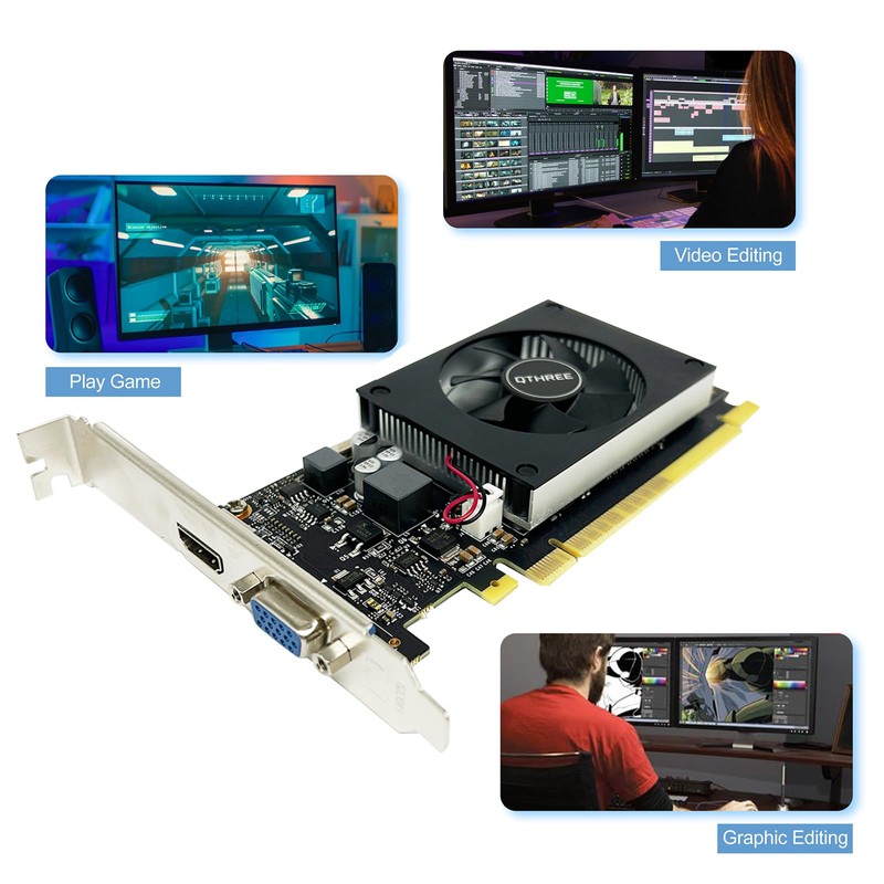 QTHREE NVIDIA GT 710 2GB Graphics Card,DRR3,64-bit,VGA,HDMI,PC Video Card,Computer GPU,PCI