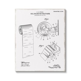 Stupell Industries Vintage Toilet Paper Holder Diagram Bathroom Blueprint, Design by Kelly Donovan