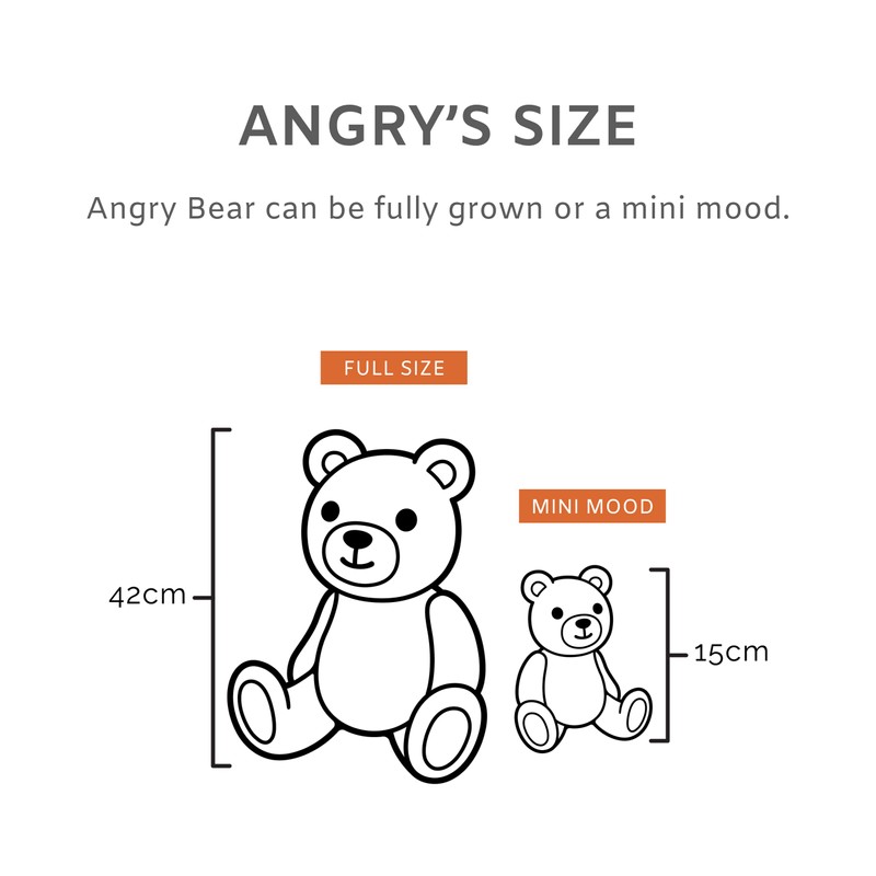 Mood Bears - MD816 - Angry Bear - Orange -