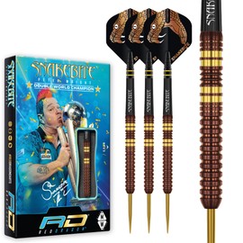 RED DRAGON Peter Snakebite Wright Copper Fusion 21 Gram Premium Tungsten Darts Set with Flights and Stems