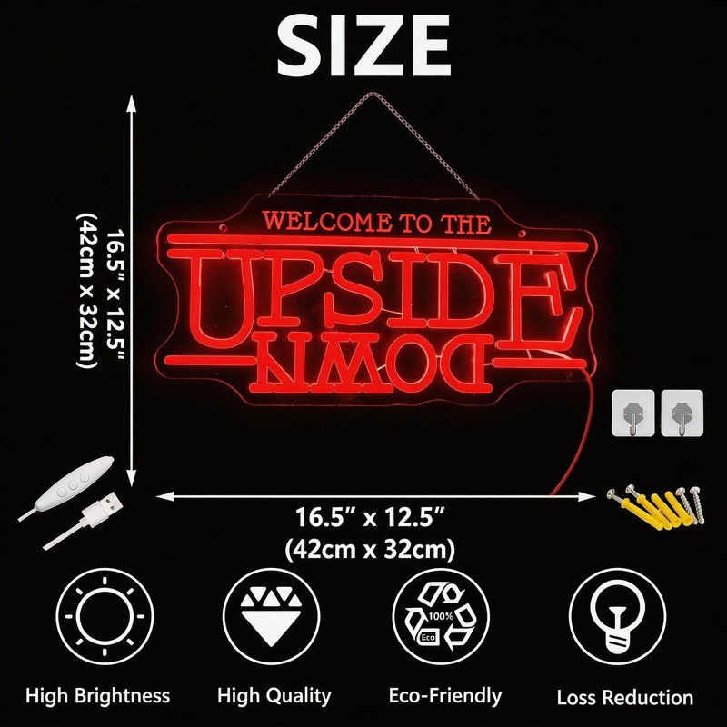 Jesalah Welcome To The Upside Down Neon Sign LED Sign