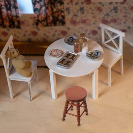 NUOBESTY Miniature Stool for Dollhouse 1:12 Scale Miniature Wooden High Stool Furniture Dollhouse Accessory Decoration Brown