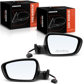 A-Premium Pair (2) Driver and Passenger Side Power Door Mirror - Compatible with Kia Forte 2017-2018 - Heated Manual Folding Black Outside Rear View Mirror - Replace# 87610B0000