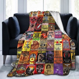 Rock Band Collage Flannel Blanket Lightweight Cozy Bed Blankets Soft Throw Blanket Fit Couch Sofa Suitable for All Season60 X50