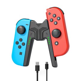 Smanettew Charging Comfort Grip Compatible with Joycon (Black)