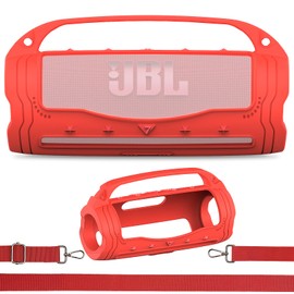 Silicone Cover Case for JBL Flip 7 Portable Bluetooth Speaker Accessories, Flip 7 Speaker Protective Case with Silicone Handle and Shoulder Strap (Red)