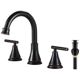 Fransiton Bathroom Sink Faucet 3 Hole, Oil Rubbed Bronze Bathroom Vanity Faucet for Lavatory Sink with Pop-Up Drain, 8 Inch Widespread, 2 Handle Basin