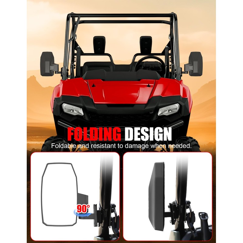 XATVXUTV Adjustable Side Rearview Mirrors Compatible with Honda Pioneer 700-2