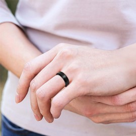 JunyiDIY Christian Bible Verse Ring for Men - Black Titanium Steel Anxiety Spinner Prayer & Meditation Ring with Cross Design, Ideal for Husband Dad BFF Friend, Size 8