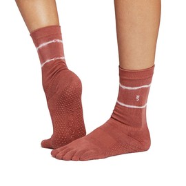 toesox Women's Grip Crew Socks - Non Slip Crew Full Toe for Yoga & Ballet, Climb, Small