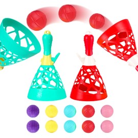 Outdoor Indoor Games Activities for Kids, Pop and Catch Ball Family Games with 2 Launcher Baskets and 10 Balls, Basket Stuffers Birthday Party Gifts Toys for Kids Ages 3 4 5 6 7 8 12+ Years Old