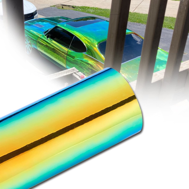 Holographic Laser Metallic Orange Green Car Vinyl Wrap Chameleon Chrome