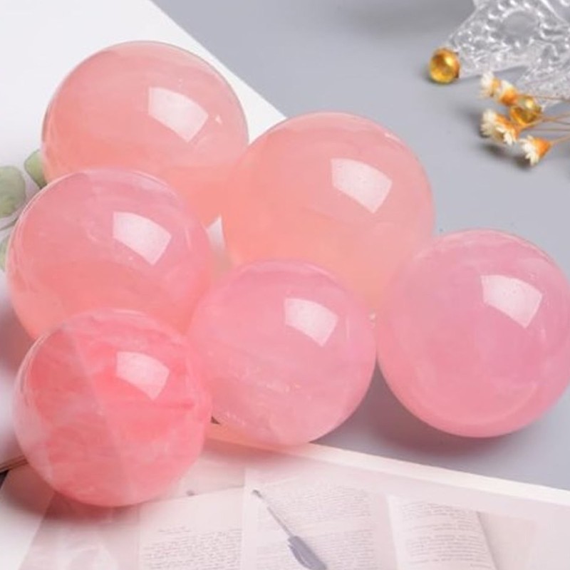 Pink Crystal Ball 2 Inch Natural Rose Quartz Sphere Ball