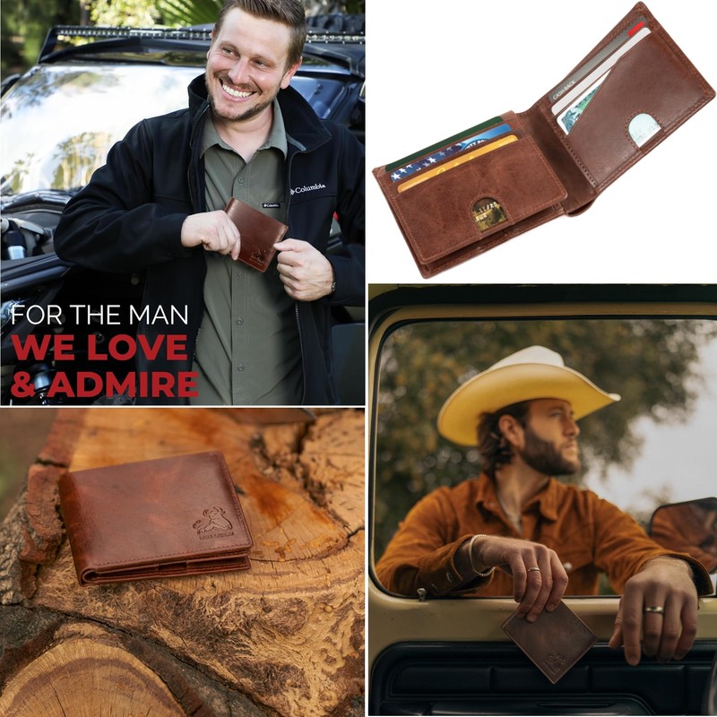 BULL GUARD Mens RFID Blocking Bifold Wallet Soft Genuine Leather