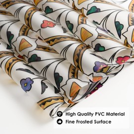 DKTIE Stained Glass Window Film Geometric Patterns, Fine Frosted Window Clings for Glass Windows, Waterproof for Bathroom Window Privacy Film Day and Night (B534-UV7, 17.7 x 78.7 Inches)