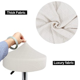 HuaLiSiJi Stool Cover, Round, Diameter 30-40 cm, Luxurious Fabric Stool Cover, Round, Stretchy, Wrinkle-Free, Washable, Dustproof, Soft and Durable (2, White)
