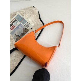 QWEEE Women's Patent Leather Tote Satchel Purse - Orange One-Size
