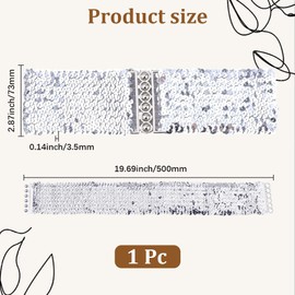 CABODYALS 73mm Silver Wide Elastic Glitter Sequin Dance Belt for Party