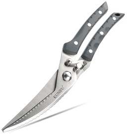 KUNIFU Poultry Shears, All Purpose Heavy Duty Kitchen Scissors For Food Turkey Meat Chicken Herbs, Cooking Scissors Utensils, Kitchen Gadgets Gray