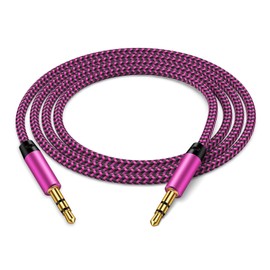 Viviber 0.14 inch (3.5 mm) Audio Cable, Aux Cable, Audio Cable, Male to Male Stereo Mini Plug, Headphones, Home Stereo, Car Stereo, Durable Nylon Braided, Hi-Fi Sound Quality, 24K Gold Plated Connector, Compatible with Smartphones, Android, iPhones, PCs, TVs, Monitors, Headphones, Earphones, PS4, MP3, Speakers, 4.9 ft (1.5 m) and More