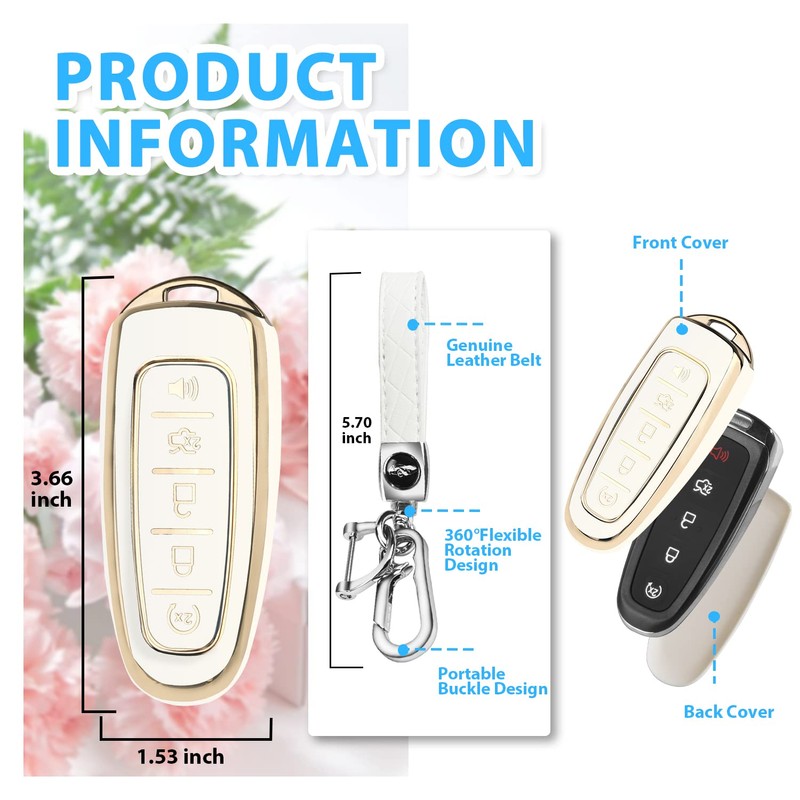 QBUC for Ford 360°Protector TPU Key fob Cover with Keychain