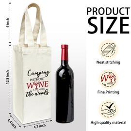 Wine Bottle Gift Bag - Camping Without Wine Is Just Sitting In The Woods, Wine Bags, Wine Lovers Gifts For Women Men, Gifts For Campers Wine Tasting Party Supplies, 1pcs Washable Reusable /02