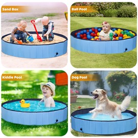 ZENY Foldable Dog Pet Bath Pool, Collapsible Plastic Pet Swimming Pool, Portable Dog Bath Tub, Pet Wading Pool for Large Medium Small Dogs & Ducks, 63'' x 12''