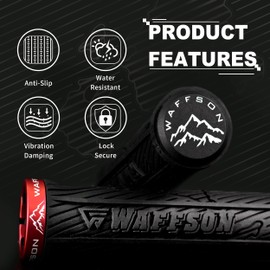 WFS World Map MTB Lock-on Grips - Single Clamp Ergonomic Anti-Slip Mountain Bike Handlebar Grips - Comfort Vibration Dampening for Trail, Enduro, Downhill - Black x Red