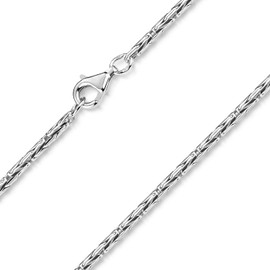 MATERIA Women's King Byzantine Chain Sterling Silver 2.5mm Diamond Cut Rhodium-Plated Round 16-18 inch/40-70cm + Gift Box #K74
