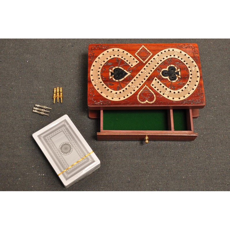 PALM ROYAL HANDICRAFTS 2 Track Cribbage Board Game Set with