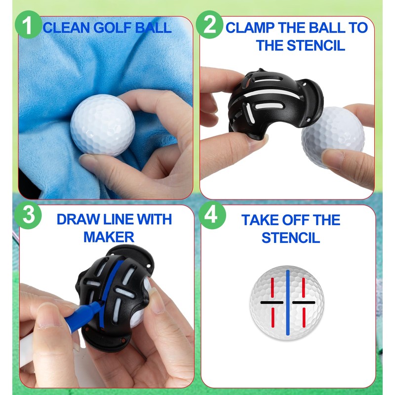 6 Pack Golf Ball Line Marker Tool with Travel Case,