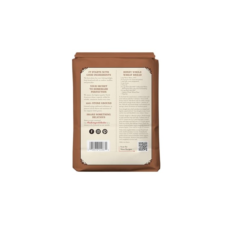 Harina integral orgánica Bob's Red Mill, 2.27 kg (paquete de