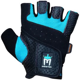 Meister Women's Fit Grip Weight Lifting Gloves w/Washable Amara Leather - Turquoise - Small