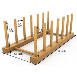 2-Piece Vertical Wooden Plate Rack, Dish Rack, Pot lid Rack, Kitchen Storage Rack Such as Cups, Books, Cutting Boards, Saucers, etc. 6-Slot Vertical Drying Rack