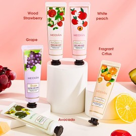 5Pack Hand Cream Set - Hand Lotion for Nourish Dry Cracked Chapped Hands/Plant Fragrance Mini Hand Cream Set, Deeply Moisturising & Nourishing Lotion Gift Set (Fruity)