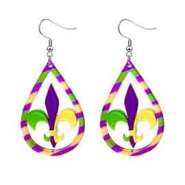 Mardi Gras Earrings for Women Mask Leaf Drop Dangle Earrings Carnival Cosplay Party Jewelry Gifts Mardi Gras (Y)