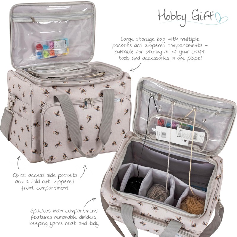 Hobby Gift Large Storage Bag – Bees, Detachable Handle &