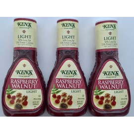 Ken's Light Raspberry Walnut Dressing (Pack of 3) 9 oz Bottles