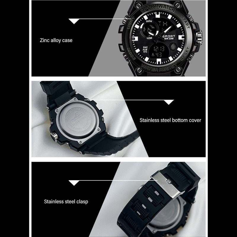 LED Sports Watch Electric Luminous Shook Proof Multi Function Quartz