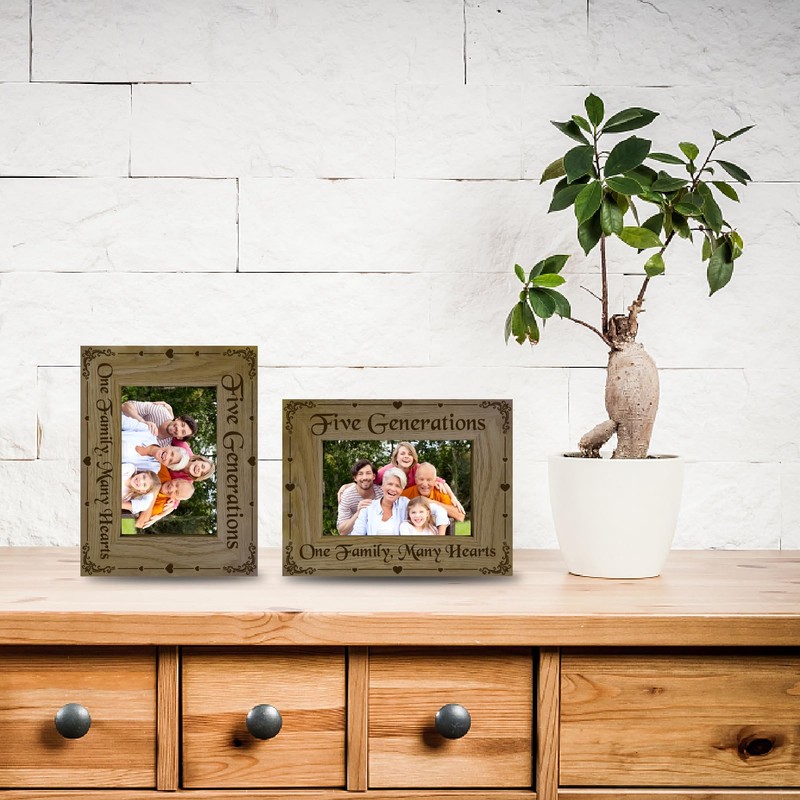 CREATCABIN Five Generations Picture Frame Wood Photo Frame Holds Display
