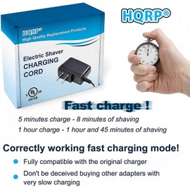 HQRP AC Adapter Power Cord Charger Compatible with Braun Silk-Epil 5 Model SE 5180, 5185, 5270, 5280, 5380, 5580, 5780, 5-329 Type 5340 + Cleaning Brush