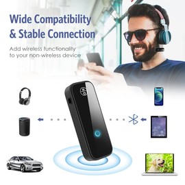 OQIMAX Bluetooth Transmitter, 2 in 1 Bluetooth Receiver 5.0, Aux to Bluetooth Adapter for Car with Low Latency, Hands Free Call, Wireless Audio Receivers & adapters for Home Stereo and Headphones