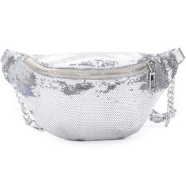 Eilova Bling Sequins Fanny Waist Pack Glitter Shoulder Chest Bag with Adjustable Belt for Women Girl