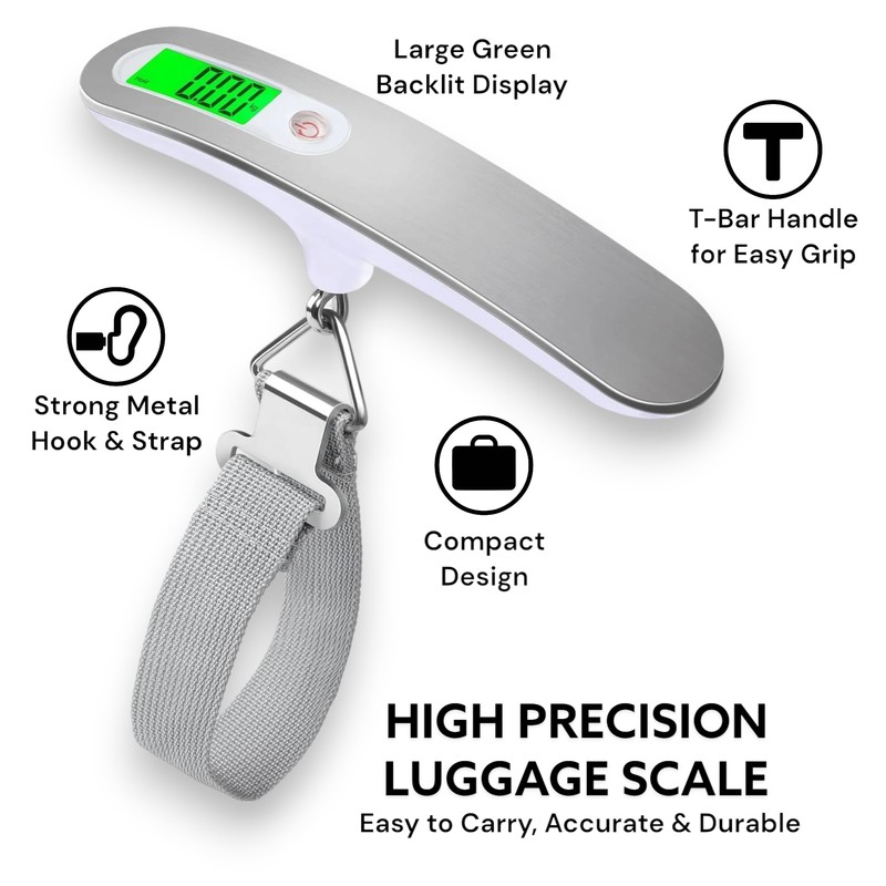 Travel Essentials Kit (9 Items): 1 Digital Luggage Scale, 4