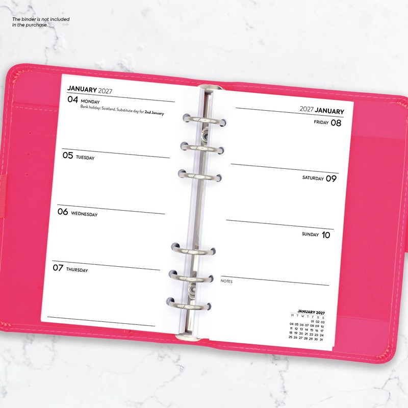 2027 Week on Two Pages Diary Refill Compatible with Filofax