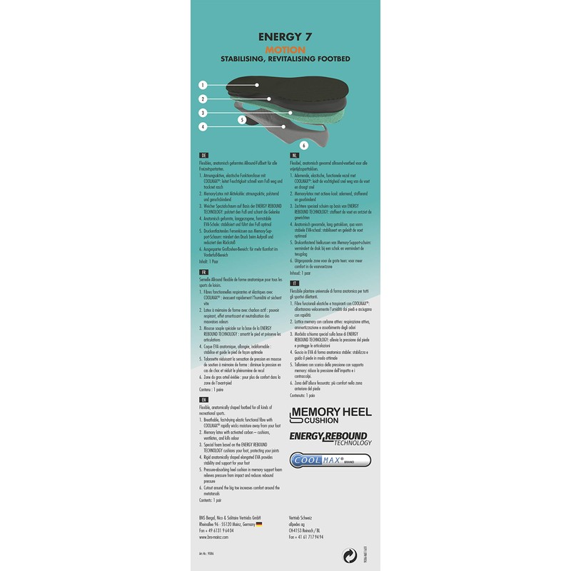natch! ENERGY 7 - flexibles, anatomisch geformtes Allround-Fußbett für Freizeitsportler,