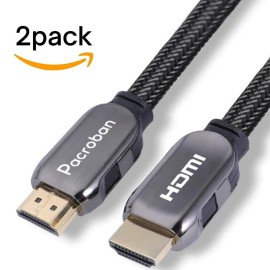 Pacroban 8K Certified HDMI 2.1 Braided Cable (13ft-2Pack) CL3 Rated Supports